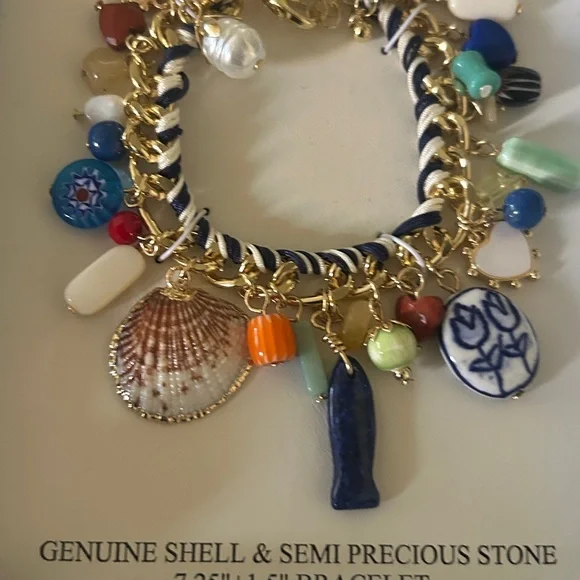 VIRAL Atterri Charm Bracelet with Multicolor Semi-Precious Stone Charms - Picture 2 of 3